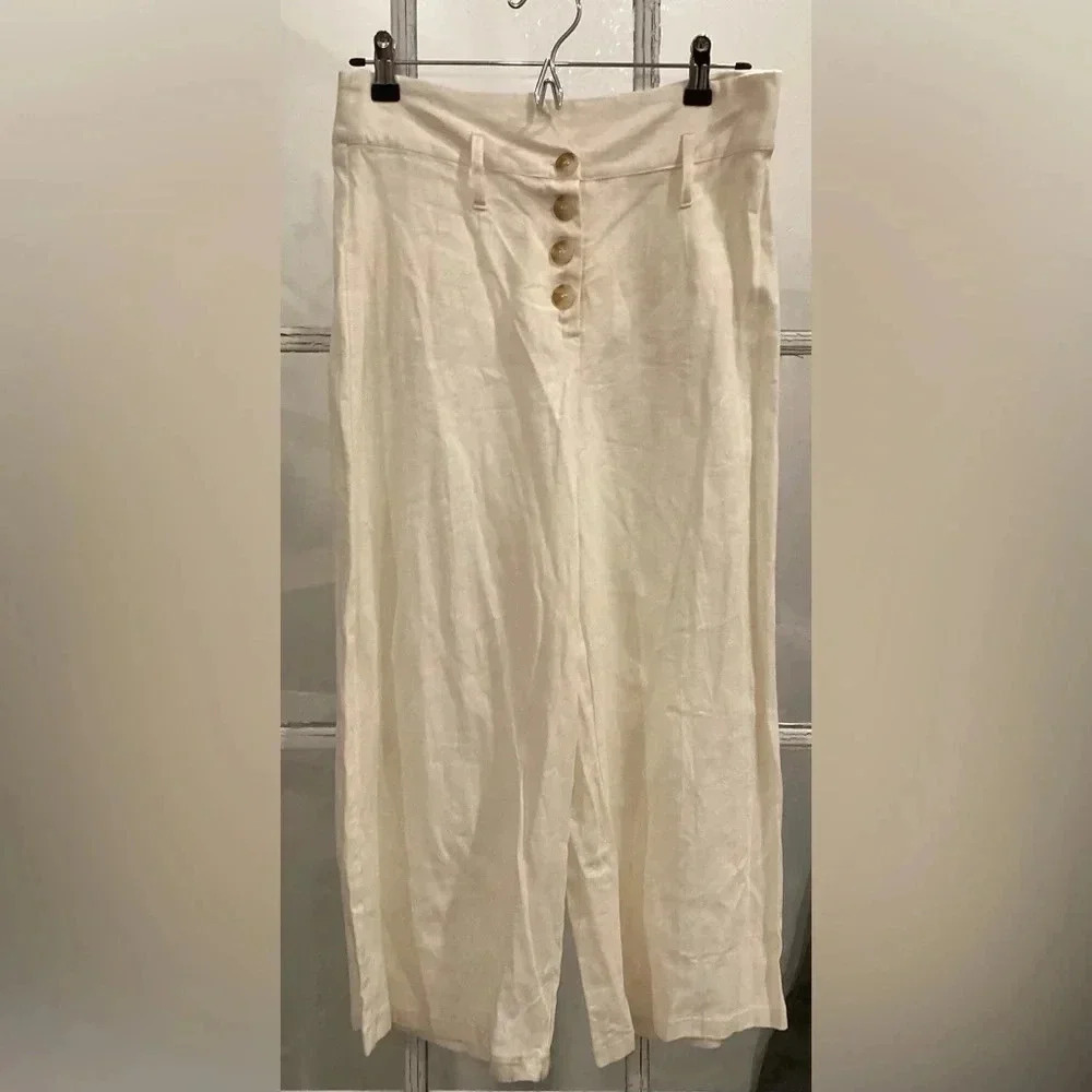 June & Hudson Cream Women’s Linen Pants Size Medium